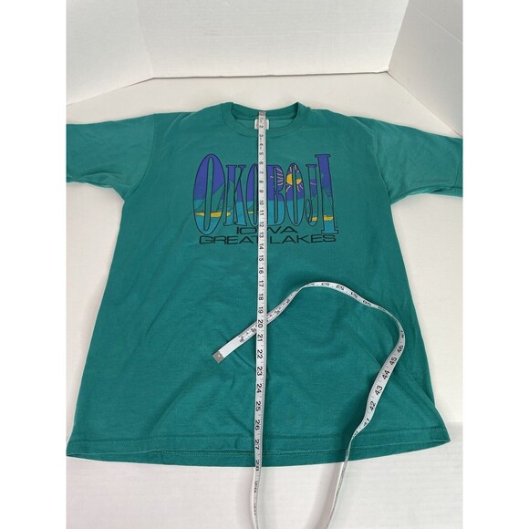 Vintage Okoboji IA Graphic T-Shirt, XL, Teal, Jerzees, - Picture 7 of 7